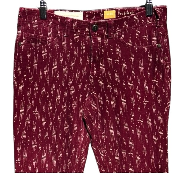 🌻Anthropologie {Pilcro} The Serif Printed Corduroy  Boho Jean Leggings Size 26 - Picture 2 of 11